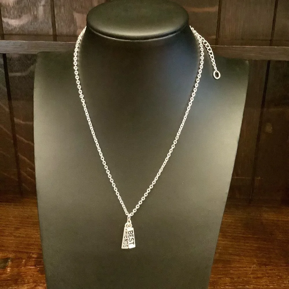 Best Friends Silver tone Necklace euc - Picture 2 of 4